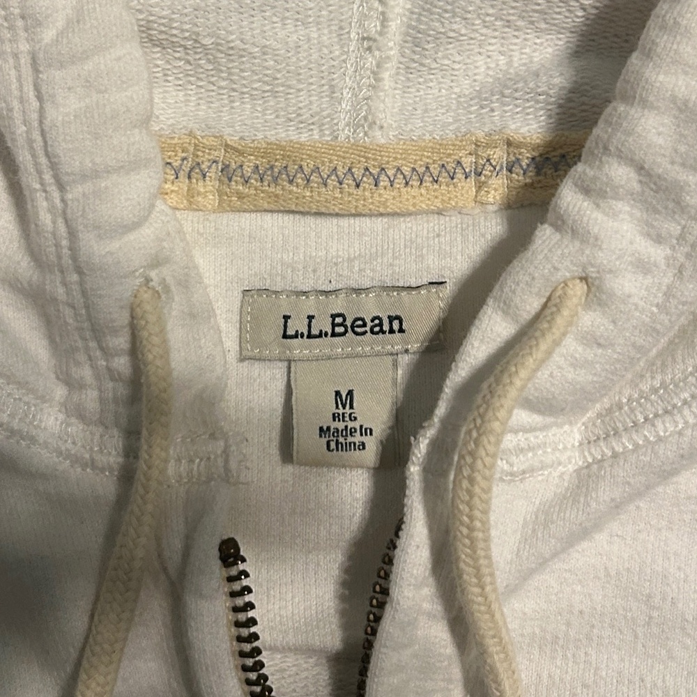 L.L. Bean White Zip Up Sweatshirt 100% Cotton M - Picture 3 of 4
